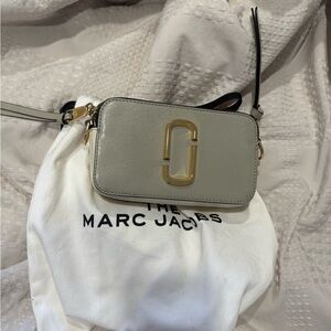 Marc Jacobs Light Gray Crossbody Bag with Gold Accents